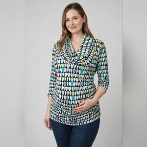 Sunset Rd. Cowl Neck Heart Print Maternity top sz L #630